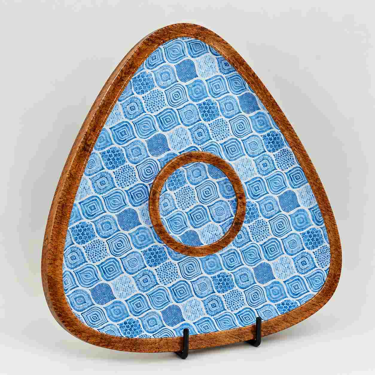 Indigo Harmony Triangular Chip & Dip Platter