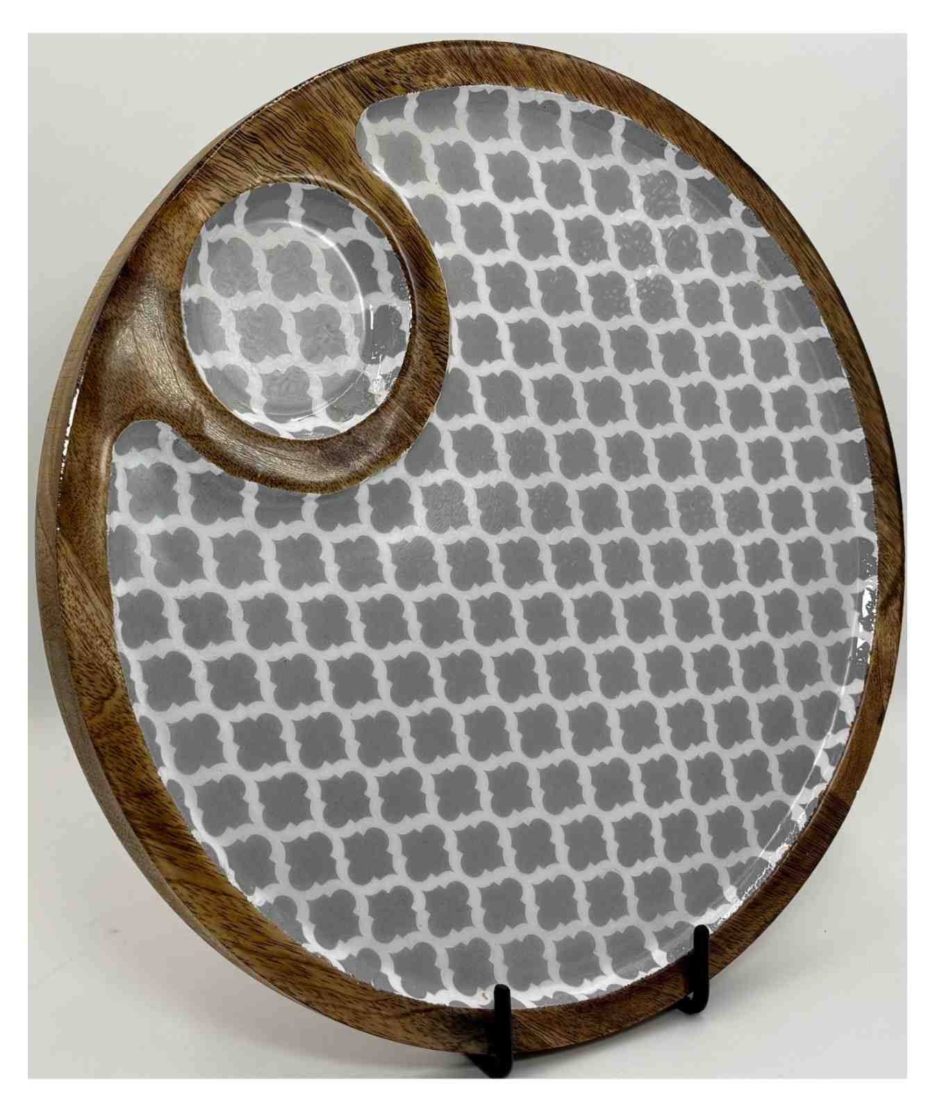 Grey Aura Chip & Dip Wooden Platter