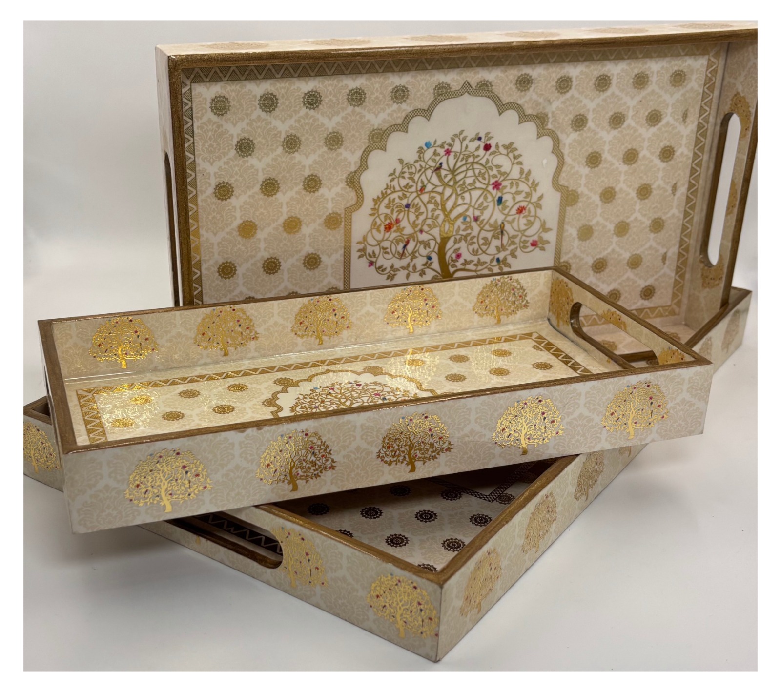 Kalpavruksh wooden serving tray set of 3