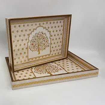 Kalpavriksha serving tray set of 2 with Tree of Life design